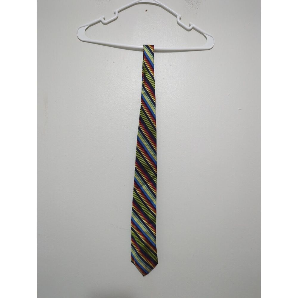 Luciano Versi Mens Striped Multicolor Hand Made 100% Silk Neck Tie Made In China